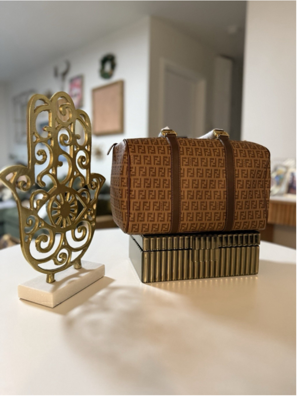 FENDI Zucchino Forever Bauletto Boston Bag